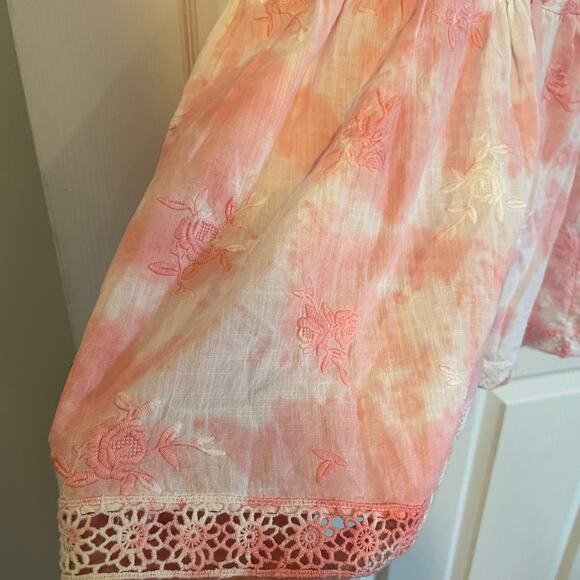 LoveShackFancy Divine Bloom Embroidery Mini Dress  in Pink Tye Dye Size 10 - Picture 8 of 15